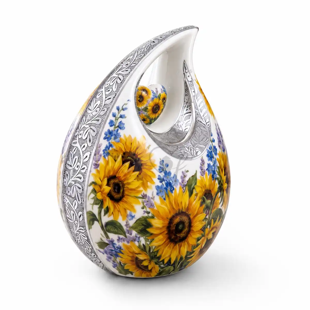Fiora Teardrop | Sunflower Aluminum Cremation Urn with Heart - Image 4