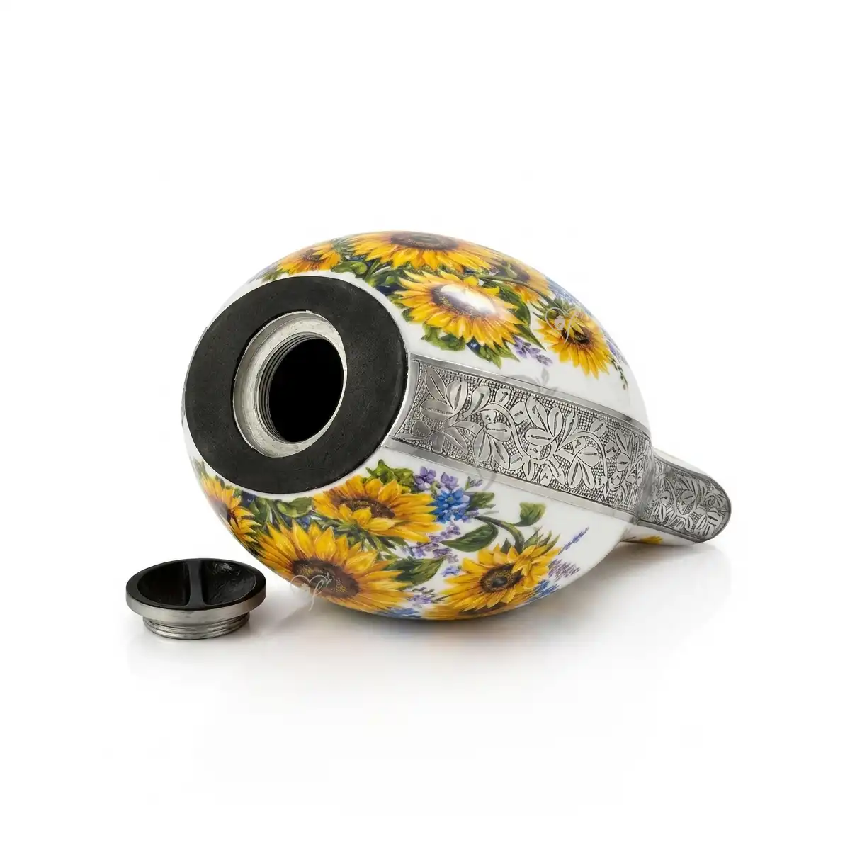 Fiora Teardrop | Sunflower Aluminum Cremation Urn with Heart - Image 3