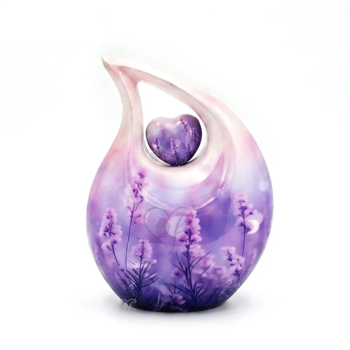 Fiora Lavender | Teardrop Aluminum Urn with Heart - Image 2